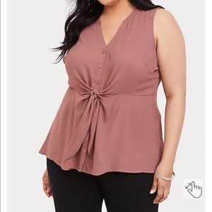 Torrid PEPLUM TIE FRONT SLEEVELESS BLOUSE Size 1X